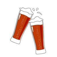 Beer mugs toast each other vector