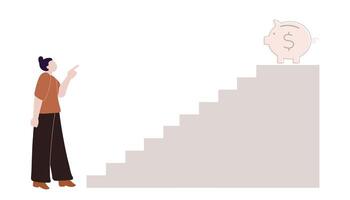 Business startup concept, Businessman walk up on arrow staircase go to success, vector