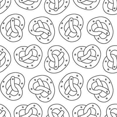 Seamless pattern with mini pretzels on an isolated background.