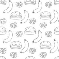fast food hand drawn seamless pattern on white background vector