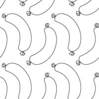 Sausage doodle seamless pattern with a black and white color suitable for background vector