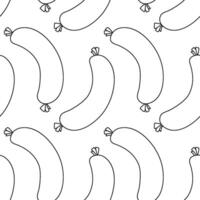Sausage doodle seamless pattern with a black and white color suitable for background vector