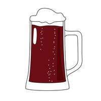 Big mug of beer with foam and bubbles. Design element for pub or bar decoration beer production, vector