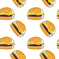 burger seamless pattern on food theme, on white background vector