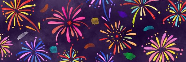 Watercolor Fireworks Background Banner template