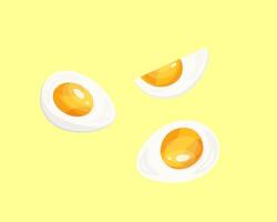 Hard-boiled sliced eggs set in flat style. Organic food. illustration of a chicken egg isolated on white background. vector