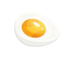 Hard-boiled half egg in flat style. Organic food. Cartoon style illustration of a chicken egg. Illustration isolated on white background. vector