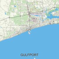 puerto del golfo, Misisipí, unido estados mapa póster Arte vector