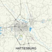 hattiesburg, Misisipí, unido estados mapa póster Arte vector