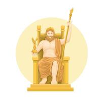 Gods Sitting On The Throne, Zeus At Olympia Statue Cartoon Illustration vector