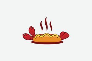 a combination of hotdog bun, lobster claws and tail for restaurants, cafes, food trucks logo, etc. vector