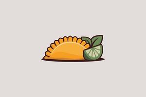 empanadas with a lime slice and leaves for restaurants, food trucks, and cafes logo vector