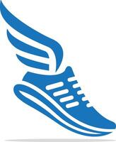 a blue shoe with wing logo vector