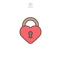 Heart with Lock Icon symbol illustration isolated on white background vector