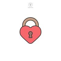 Heart with Lock Icon symbol illustration isolated on white background vector