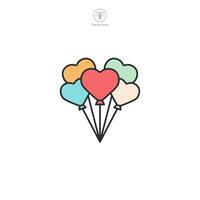 Heart shaped Balloons Icon symbol illustration isolated on white background vector