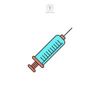 jeringuilla, vacuna icono. médico o cuidado de la salud tema símbolo ilustración aislado en blanco antecedentes vector