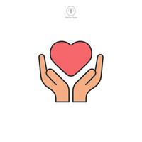 Heart in Hands Icon symbol illustration isolated on white background vector