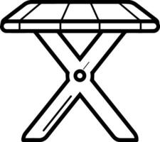 Camping picnic table stool icon line style vector