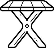 Camping picnic table stool icon line style vector