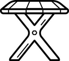 Camping picnic table stool icon line style vector