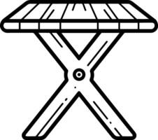 Camping picnic table stool icon line style vector