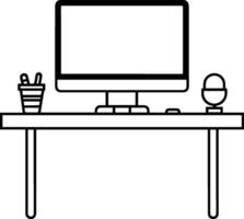 Desk table computer icon line style vector