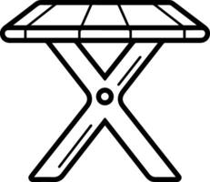 Camping picnic table stool icon line style vector