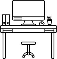 Desk table computer icon line style vector