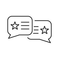 Customer Rating Line Icon. Dialog And Communication Linear Pictogram. Feedback, Stars With Speech Bubble Outline Symbol. Online Service Review Sign. Editable Stroke. Isolated Illustration vector