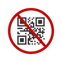 QR code not available icon. Quick responce matrix barcode in red forbidden sign isolated on white background. Entry or login without QR code concept vector