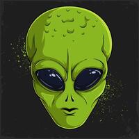 Hand drawn Alien's head character, extraterrestrial creature Alien UFO figure isolated vector