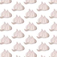 Seamless pattern garlic Bulbs and cloves in flat design. Graphic element for fabric, textile, clothing, wrapping paper, wallpaper, poster. vector