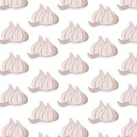 Seamless pattern garlic Bulbs and cloves in flat design. Graphic element for fabric, textile, clothing, wrapping paper, wallpaper, poster. vector