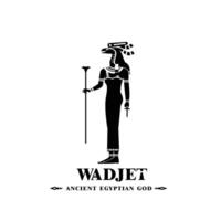 Ancient egyptian wadjet god silhouette. middle east nurse queen with crown and scepter vector