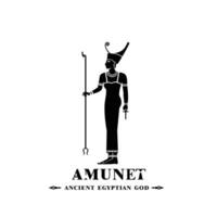 Ancient egyptian god amunet silhouette, middle east god Logo vector