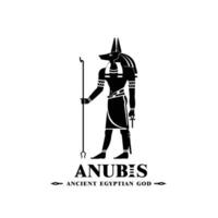 Ancient Egyptian god anubis silhouette Middle east death king dog with crown vector