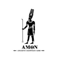 Ancient egyptian god amun silhouette. middle east protector with crown and scepter vector