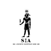 Ancient egyptian god sia silhouette, middle east god Logo vector