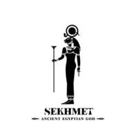 sekhmet silueta del antiguo egipto dios león muerte rey oriente medio con corona y cetro vector