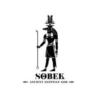 sobek silueta de antiguo egipcio Dios medio este cocodrilo muerte Rey con corona y cetro vector