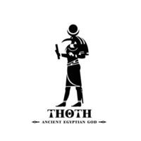 Ancient egyptian god thoth silhouette. king of middle east wisdom with crown and scepter vector