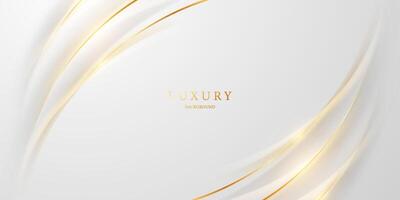 white abstract background with luxury golden lines illustration vector