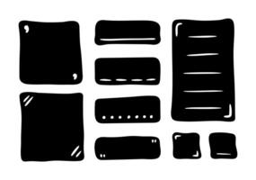 Doodle shapes and frames for social media. Black abstract isolated text box. Speech bubble blobs for dialog vector