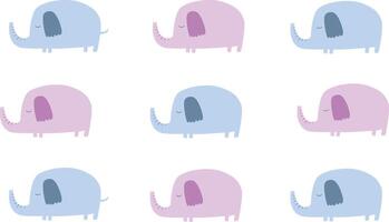 Elephant pattern blue and pink isolated vector