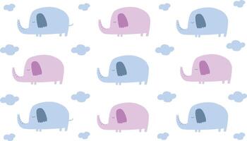 Elephant pattern blue and pink isolated vector