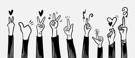 doodle hands up,Hands clapping. applause gestures. congratulation business. vector