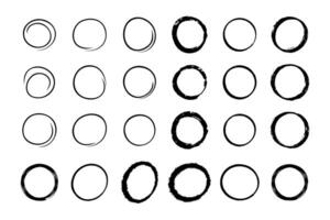 Super set of circles lines sketch hand drawn. Doodle circles for design elements vector