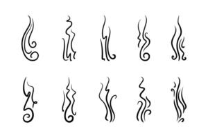 Smoke or Scent Steam Line Icon Set. vector