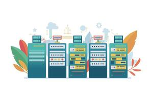 Server room racks isolated on white background. Cloud system concept. data center. data storage. cloud storage vector
